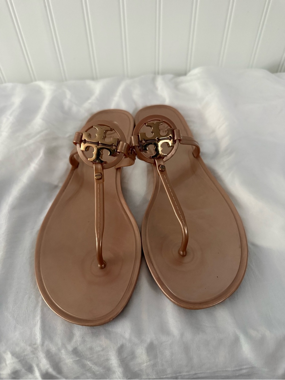 Tory Burch Women's Rose Gold Jelly T-Strap Sandals